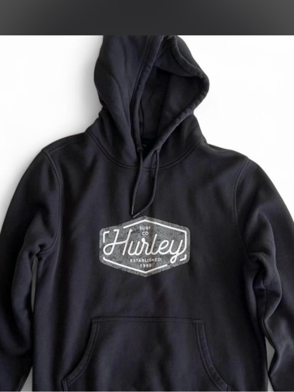 Hurley Black Pullover Hoodie with White Logo